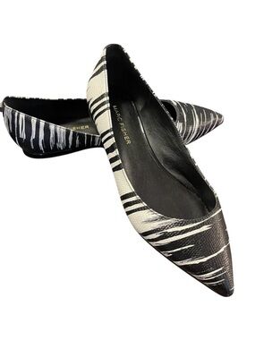 Marc Fisher Black/White Zebra Striped Ballet Flats (6M)